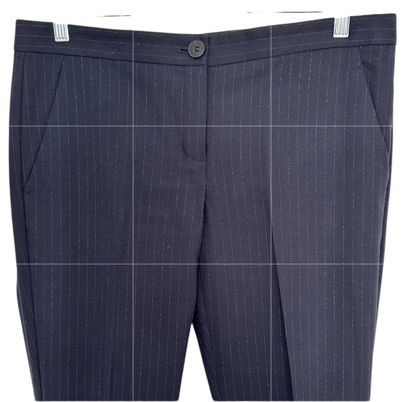 THEORY Navy Rosel Pinstriped Wool Blend Pants Office Career Slacks Size 10 - Picture 3 of 7